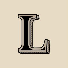 the letter l is made up of lines and has a black outline on a beige background