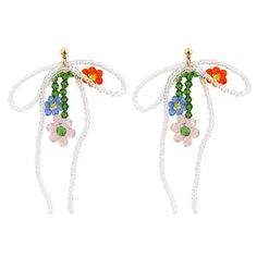 beaded bow flower earrings boogzel clothing Flower Shaped Earrings With Colorful Beads For Party, Colorful Beaded Flower Earrings For Party, Flower-shaped Earrings With Colorful Beads For Party, Beaded Flower-shaped Earrings For Spring, Spring Beaded Flower-shaped Earrings, Party Flower Earrings With Colorful Beads, Spring Flower-shaped Beaded Earrings, Beaded Flower Earrings For Summer, Spring Beaded Flower Drop Earrings