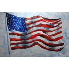 an american flag is painted on a canvas