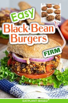 the cover of easy black bean burgers