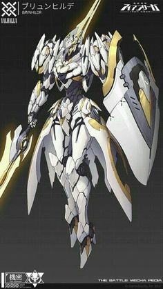 an anime character in white and gold armor