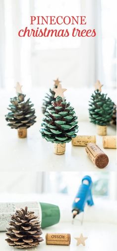 pinecone christmas trees made from wine corks