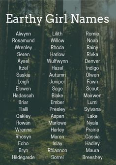 the earthy girl names on a forest background