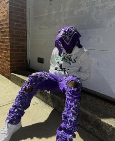 Purple Pfp Y2k, Purple Fits Aesthetic Men, Black And Purple Outfit Streetwear, Bape Purple Hoodie, Black And Purple Streetwear Outfit Men, Luxury Purple Streetwear Outerwear, Bape Outfits, Denim Diy Clothes, Outfit Streetwear