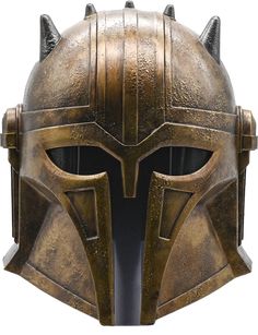 a close up of a helmet with horns on it's face and ears sticking out