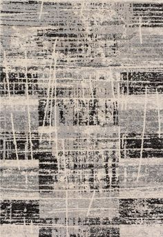 an abstract rug with black and white colors