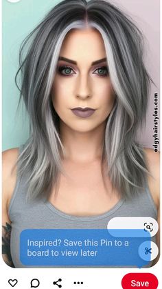 Grey Hair With Lilac Highlights, Purple And Gray Hair Color Ideas, Smokey Hair Color, Ashy Grey Balayage, Silver Hair With Lowlights, Blonde Grey Blending, Gray Blending Hair, Gray Blending Hair Dark Brown, Grey Hair With Brown Lowlights