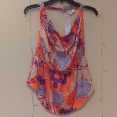 Collective Concepts Women's Vibrant Orange Printed Elastic Waisted Halter Top, M Brand: Collective Concepts Color: Orange/Purple/Cream Size: M Material: 100% Polyester Pit To Pit (Back): 15 1/4" Back Length: 14 1/4" Waist (Elastic): 12" Front Length: 21 1/2" Condition: New With Tags Place Any Questions In The Comments! Take A Look At Other Items In My Closet For More Great Deals! Spring Purple Stretch Halter Top, Purple Sleeveless Halter Top For Spring, Sleeveless Purple Halter Top For Vacation, Purple Halter Top For Spring Vacation, Purple Halter Top For Vacation In Spring, Purple Printed Beach Tops, Halter Blouse, Maternity Tank Tops, Layering Tanks