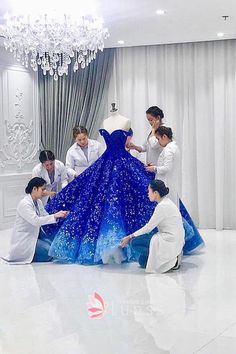 Ombre Royal Blue Off-the-shoulder Ball Gown Prom Dress - Lunss Off Shoulder Ball Gown, Quinceanera Dresses Blue, Pretty Quinceanera Dresses, Blue Wedding Dresses, Gowns Prom, Ball Gowns Evening, Cute Prom Dresses, Pretty Prom Dresses, فستان سهرة