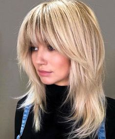 Vintage Curtain Bangs Mid Length Blonde, Modern Shag Haircut, Rachel Williams, Medium Blonde Hair, Shaggy Haircuts, Layered Hairstyles, Haircut Styles, Shag Hairstyles, Shag Haircut