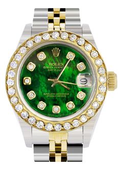 Future Watch, Fancy Watches, Eyes Artwork, Gold Rolex, Watches Rolex, Expensive Watches, Green Pearls, Rolex Watch, Diamond Gold