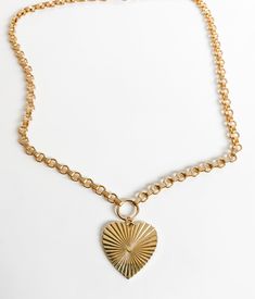 This beautiful chunky rolo chain is a classic. with a beautiful 1.5 inch Lulu heart charm All components 14k gold filled. Gold Open Heart Necklace With Lobster Clasp, Gift Chunky Chain Necklace With Round Pendant, Gold-tone Jewelry With Heart Charm For Everyday, Gold Heart Necklace With Chunky Chain For Gift, Gold Heart Necklace With Chunky Chain, Everyday 14k Gold-filled Necklace With Heart Charm, Everyday Jewelry With Chunky Chain And Heart Pendant, Chunky Chain Heart Pendant Necklace As Gift, Chunky Chain Heart Pendant Necklace For Gift