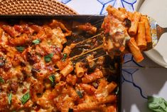 a casserole dish with meat and cheese