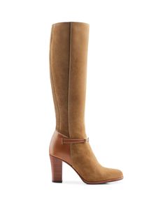 The Heeled Octavia - Tan Suede Tall Heeled Boots, Fairfax And Favor, Boots Outfit Ankle, Knee High Heels, Chelsea Ankle Boots, Shoes Heels Wedges, Beautiful Boots, Boots Knee, Driving Shoes