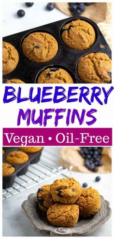 blueberry muffins in a muffin pan with the title overlay