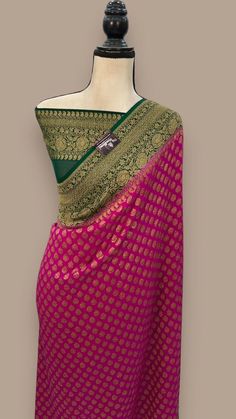 Khaddi Georgette Handloom Banarasi Saree Antique Zari - Etsy Banarasi Saree, Banarasi Sarees, Silk Sarees, Saree, Ships, India, Silk