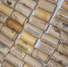 many different types of wine corks are arranged together