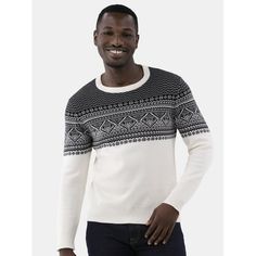 Looking to update your winter wardrobe? George has you covered with this stylish and cozy Two-Tone Crewneck Sweater, featuring a unique two-tone chest block design and classic Fair Isle pattern. This sweater offers a blend of modern flair and timeless charm, crafted for comfort and warmth. This sweater for men is perfect for chilly days and festive occasionsa timeless winter style from George. Only at Walmart. Size: 3XL.  Color: Off-White.  Gender: male.  Age Group: adult. Mens Fairisle Sweater, Mens Color Block Sweater, 90s Fair Isle Crew Neck Sweater, Men’s Fair Isle Sweater, Mens Striped Sweater Long Sleeve, Oversized Striped Sweater, Pullover Sweater Men, Mens Henley, Walmart Fashion