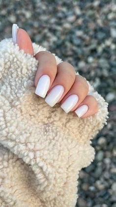 Different White Nails, White Gel Extension Nails, Medium Square White Nails, Plain Basic Nails, White Coffin Short Nails, Gelx Apres Nail Designs Square, White Nails Ideas Simple, Creamy White Nails Acrylic, White Nail Aesthetic