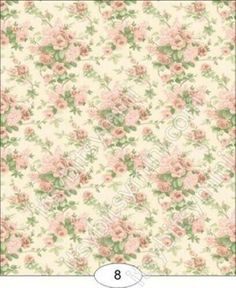 an old fashioned wallpaper with pink flowers and green leaves on the bottom half of it