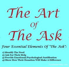 the art of the ask book cover with red ink on blue background and title below