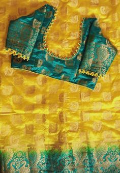 Blose Desines New Simple, Simple Blouse Designs For Saree Pattu, Yellow Saree With Green Blouse, Pattern Blouses For Sarees Pattu, Pattu Saree Blouse Designs Simple Latest, Simple Normal Blouse Designs, Normal Blouse Designs Back Neck, Border Blouse Designs Latest