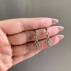 - These Cross Stud Earrings are perfect for anyone looking to add a hint of Gothic Punk Vibe to their look. - Hypoallergenic Surgical 316L Stainless Steel Earrings, friendly to people with sensitive skin. 💕 - The cross charms are made of alloy, when not in use, please keep them in a sealed bag.  - Lightweight metal, comfortable to wear, excellent quality! -Shipping: All orders will be shipped out within 1-2 business days after the order has been received. Ship from New York, United States. USPS Hypoallergenic Punk Dangle Earrings, Hypoallergenic Dangle Earrings In Punk Style, Punk Style Drop Earrings For Pierced Ears, Punk Style Drop Plug Earrings, Punk Drop Plug Earrings, Punk Style Plug Drop Earrings Gift, Punk Style Drop Plug Earrings For Gift, Silver Punk Earrings As A Gift, Punk Dangle Earrings For Streetwear