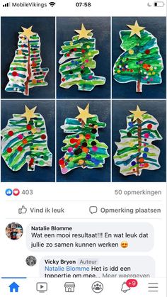 the facebook page has been decorated with christmas trees and stars on it, as well as other