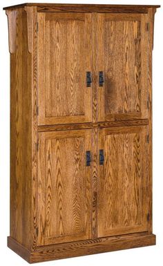 a wooden cabinet with three doors and two drawers