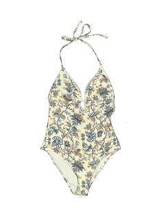 Unbranded One Piece Swimsuit Size: Small Swimwear - used. 100% POLYESTER, Floral | One Piece Swimsuit: Ivory Floral Swimwear - Size Small Fitted One-piece Cream Swimwear, Fitted Cream One-piece Swimwear, Cream Fitted One-piece Swimwear, Cream Fitted Sleeveless Swimwear, Cream Sleeveless Bodysuit For The Beach, Cream One-piece Swimwear For Summer, Spring Cream Sleeveless Swimwear, Cream Bodysuit For Beach, Spring Beach Bodysuit In Cream