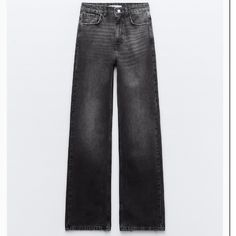 Brand New With Tags Jean Zara, Types Of Jeans, Straight Cut Jeans, Black Jean, Single Button Blazer, Long Jeans, Fitted Trousers, Zara Jeans, Cut Jeans