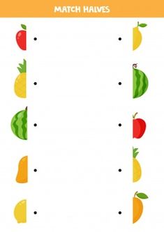 a matching game with fruits and vegetables to match the number of objects in each piece