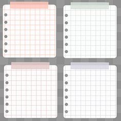 four blank notepads on a gray background