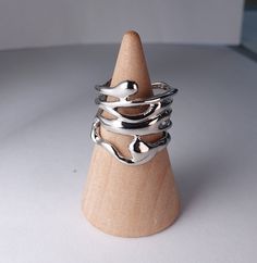 Chunky Irregular Abstract Liquid Metal Molten Ring Silver Plated Adjustable/Resizeable Open Band Beautiful trendy chunky wrap ring with free organza bag Molten Ring, Abstract Liquid, Liquid Metal, Wrap Ring, Thumb Rings, Lovely Ring, Wrap Rings, Ring Silver, Organza Bags