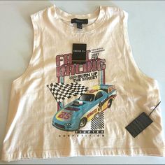 Nwt Forever 21 Racerback Tank Top Size 2x Cream Color With Vintage Race Car Image Perfect For Summer Or Over A Bathing Suit Top! Make An Offer!! Twin Day, Vintage Race Car, Car Images, Bathing Suit Top, Vintage Racing, Race Car, Racerback Tank Top, Forever 21 Tops, Racerback Tank