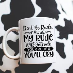 Outrude Your Rude Coffee Mug Funny Humor Cartoon Gift for Her Him Present Birthday Holiday Mug 11oz Perfect for coffee, tea and hot chocolate, this classic shape white, durable ceramic mug comes in the most popular size. High quality sublimation printing makes it an appreciated gift to every true hot beverage lover. .: White ceramic .: 11oz (0.33 l) .: Rounded corners .: C-Handle .: Lead and BPA-free Present Birthday, Holiday Mug, Cartoon Gift, Coffee Mug Funny, Christmas Deals, She & Him, Funny Humor, Rounded Corners, Hot Drink