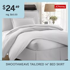 a bed with white sheets and pillows on it for $ 24 99 reg, $ 65 00