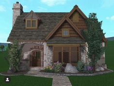 Not mine! Cottage Core House Exterior, Modern Cottage Core, Cottagecore House, Fall Bloxburg, House Plans With Pictures