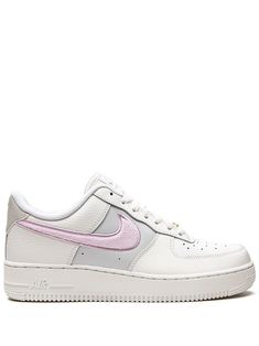 white/light pink leather signature Swoosh logo detail panelled design perforated round toe front lace-up fastening chunky rubber sole These styles are supplied by a premium sneaker marketplace. Stocking only the most sought-after footwear, they source and curate some of the most hard to find sneakers from around the world. Tenis Air Force, Air Force 1 Outfit, Nike Air Force 1 07, Nike T, Pink Sneakers, Swoosh Logo, Nike Air Force 1, Pink Leather, Nike Air Force Sneaker