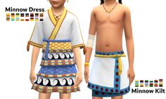 an image of two people dressed in native american clothing for the game minnow dress