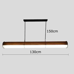 an image of a light fixture with measurements for the length and width, on a gray background