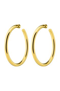 Jennifer fisher natasha hoop earrings in yellow gold. Available in Silver or 14K Yellow Gold Posts, 10K Yellow Gold Plated Brass Inside Diameter: 2", Outside Diameter: 2.3", Thickness: 6mm Jeniffer Fisher Jewelry, Marissa Collections, Discount Jewelry, Jennifer Fisher, Jewel Box, Jewelry Lover, Small Gifts, Jewelry Gifts, Jewelry Collection