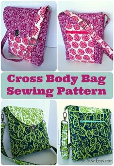 the cross body bag sewing pattern is easy to sew and can be used as a purse