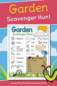 the back yard scavenger hunt is shown in this poster