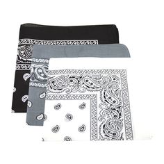 12 pack, double sided paisley bandanas, roughly 22" x 22" consisting of thin 100% cotton. 4 grey, 4 black, and 4 white paisley bandanas. Grey Bandana, Paisley Bandana, Rosie The Riveter, Scarf Neck, Cotton Bandanas, Burlap Fabric, Wrist Wrap, Grey Scarf, Bandana Scarf