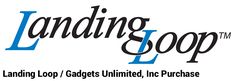 the landing loop logo is shown in black and blue on a white background with text that reads landing loop