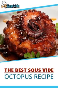 the best sous vide octopus recipe is made with fresh ingredients and served on a white plate