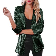 PRICES MAY VARY. 【Material】Polyester. This sequin jacket coats has an out sequin layer and smooth lined. Both layers use soft and breathable fabric,Comfortable and fashionable. 【Women Shiny Glitter Sequin Coats】Shiny Blazer Jacket for Women Featuring Allover Sequins, soft smooth full lining to stop the sequins from scratching your skin. Delicate durable stitching that won’t easy to come off or splitting. 【Women Sparkle Long Blazer Jacket】Long Sleeve Sequin Jacket, Open Front Cardigan, Lapel Coll Cardigan For Dress, Female Jacket, Blazer Casual, Look Casual Chic, Cardigan Kimono, Sequin Cardigan, Lapel Coat, Ladies Blazer, Sequin Blazer