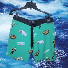 Get ready to hit the waves in style with these RCVA Hot Fudge Trunk board shorts for men! These 18" printed shorts are made with 4-way dobby stretch fabric to ensure maximum comfort and flexibility. Perfect for any beach day, the Hot Fudge character adds a touch of fun to your swimwear collection. #RCVA #BoardShorts #HotFudge #BeachLife #SummerVibes 🌊🏄‍♂️🌞 Fitted Casual Surfing Bottoms, Hot Fudge, Swimwear Collection, Board Shorts, Beach Day, Beach Life, Printed Shorts, Mens Shorts, Fudge