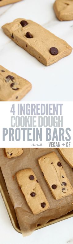 four ingredient cookie dough protein bars with chocolate chips